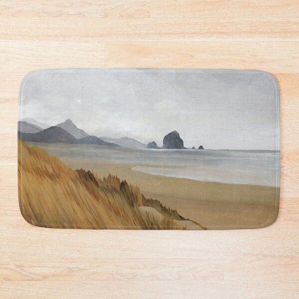 Item preview, Coastal Neutral Beige Beach and Grey Cloudy Sky with Silver Bird , Original Acrylic Painting Art designed and sold by ClaireWArtwork.