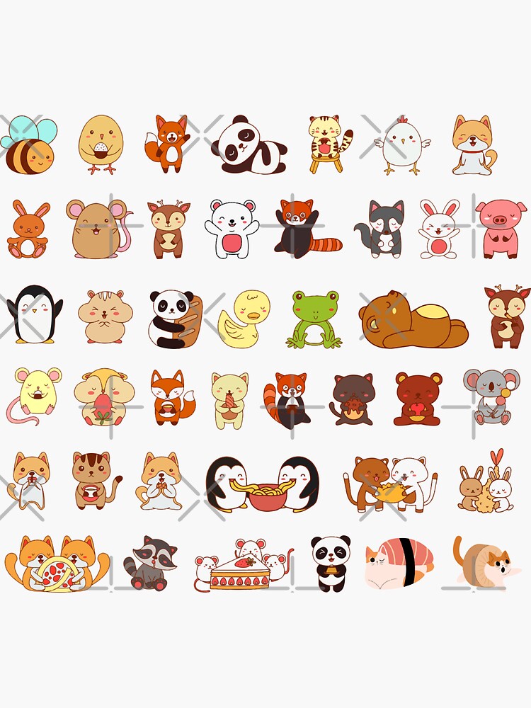 choose large sticker!* Mega Cute Animals #1 Sticker for Sale by  littlemandyart