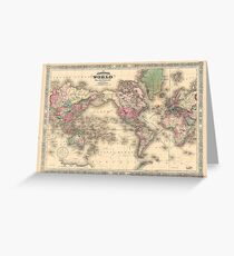 vintage map of the world Greeting Card