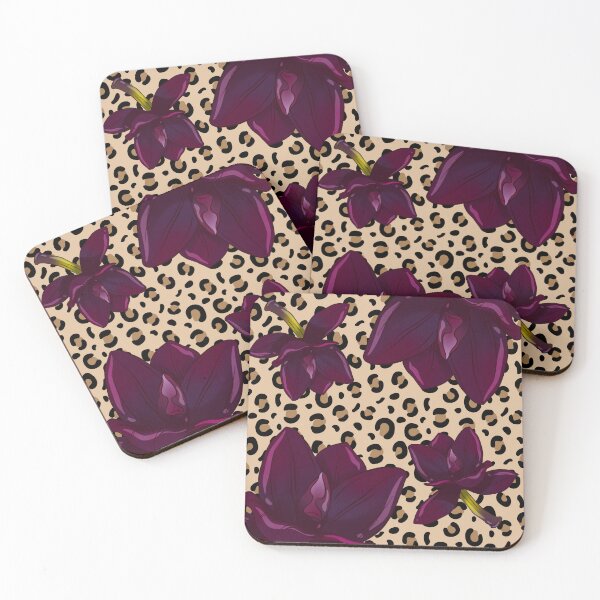 Artikelvorschau, Hintergrund mit Leopardenmuster und lila Blume entworfen und verkauft von Passion4gifts.