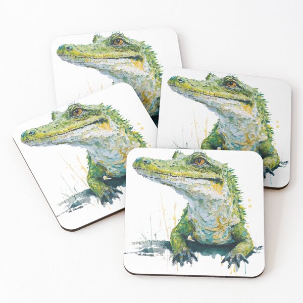 Item preview, A acrylic painting of a green alligator  designed and sold by Nickyayee.