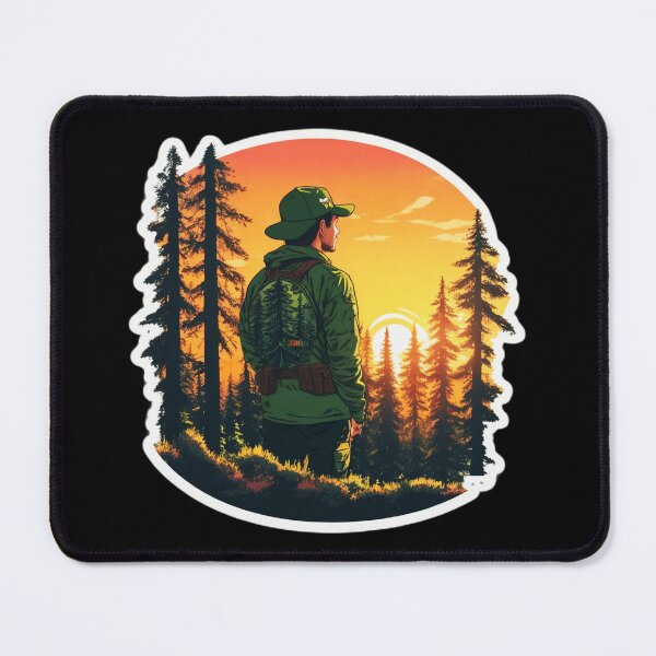 Item preview, Forest Hunter Looking At Sunset - Pine Forest Trip designed and sold by Ridiculam Toga.