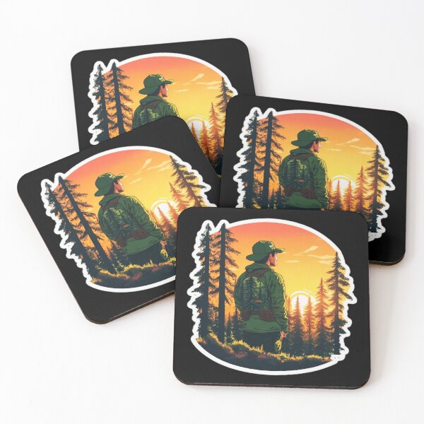 Item preview, Forest Hunter Looking At Sunset - Pine Forest Trip designed and sold by Ridiculam Toga.