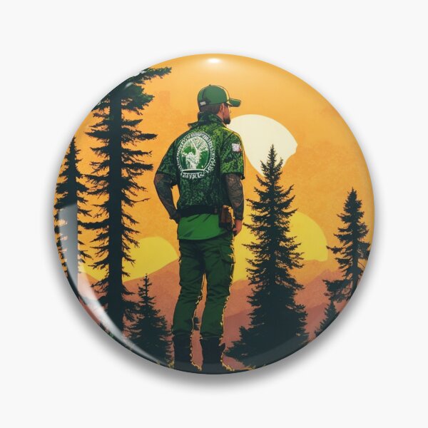 Item preview, Tattooed Hunter Looking At Sunset - Pine Forest Trip designed and sold by Ridiculam Toga.