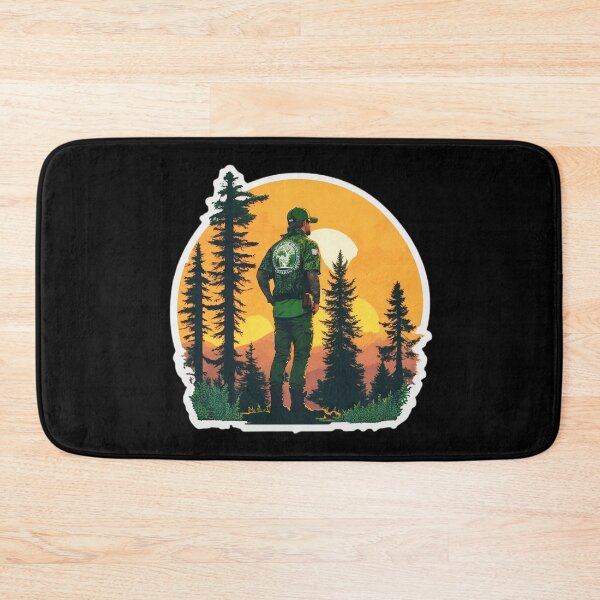 Item preview, Tattooed Hunter Looking At Sunset - Pine Forest Trip designed and sold by Ridiculam Toga.