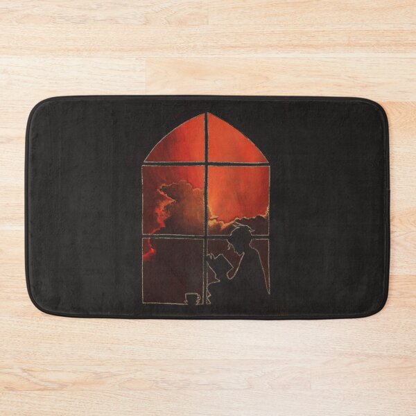 Item preview, Gold Reading Nook Silhouette Againt Vibrant Red Burning Sky, Original Acrylic Painting Art designed and sold by ClaireWArtwork.