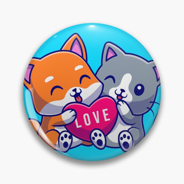 Item preview, Paws of Love: Cute Cat and Dog Holding Heart Cartoon designed and sold by hjian8219.