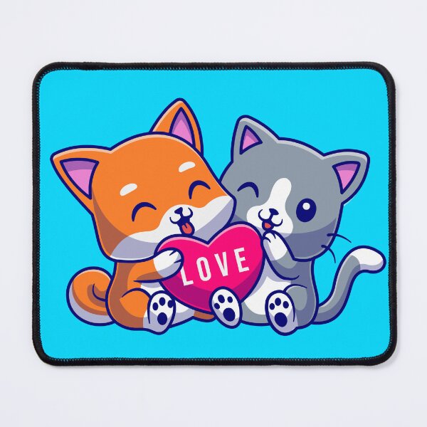 Item preview, Paws of Love: Cute Cat and Dog Holding Heart Cartoon designed and sold by hjian8219.