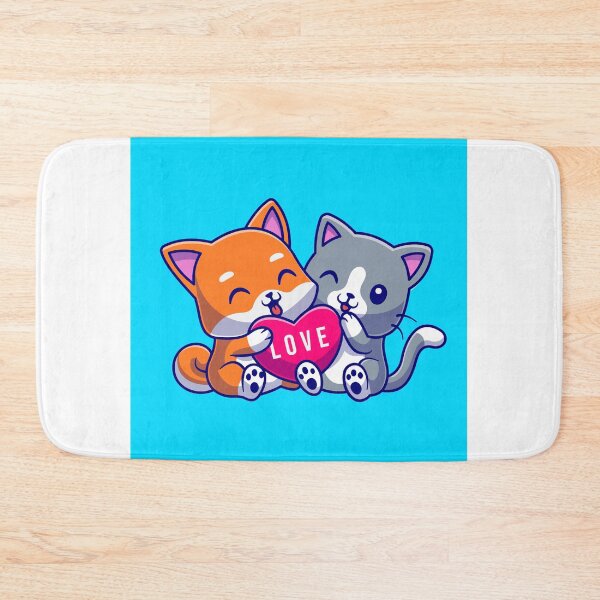 Item preview, Paws of Love: Cute Cat and Dog Holding Heart Cartoon designed and sold by hjian8219.