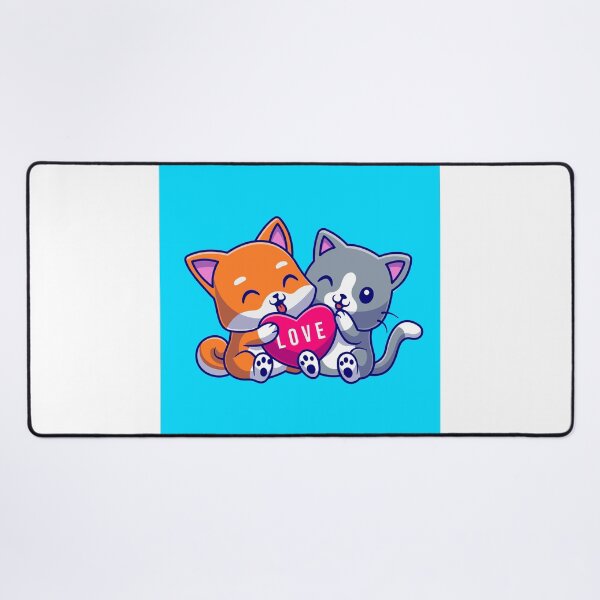Item preview, Paws of Love: Cute Cat and Dog Holding Heart Cartoon designed and sold by hjian8219.