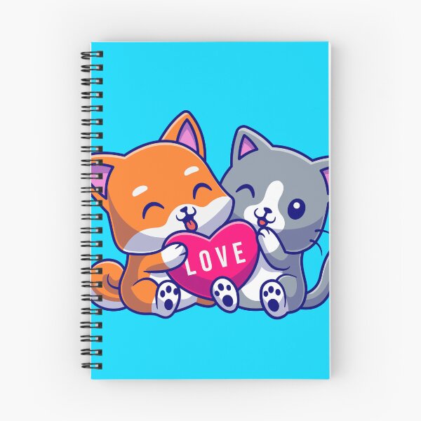 Item preview, Paws of Love: Cute Cat and Dog Holding Heart Cartoon designed and sold by hjian8219.