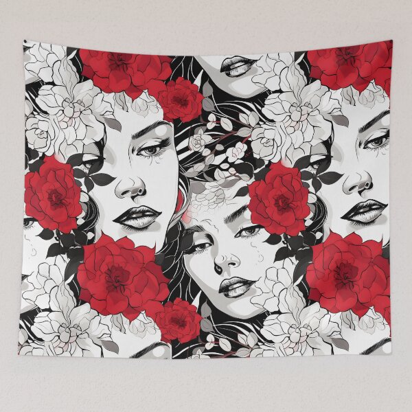 Item preview, Female face and flowers designed and sold by PattiArt22.