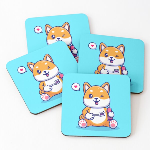 Item preview, Dental Care Delight: Cute Shiba Inu Dog with Toothbrush and Toothpaste designed and sold by hjian8219.