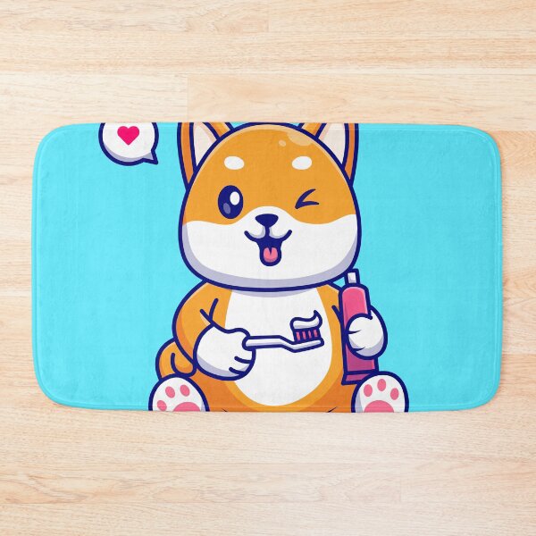 Item preview, Dental Care Delight: Cute Shiba Inu Dog with Toothbrush and Toothpaste designed and sold by hjian8219.