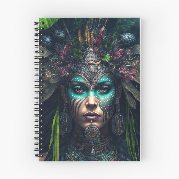 Item preview, Woman shaman in jungle, feathers, flowers, leaves designed and sold by Caphira.