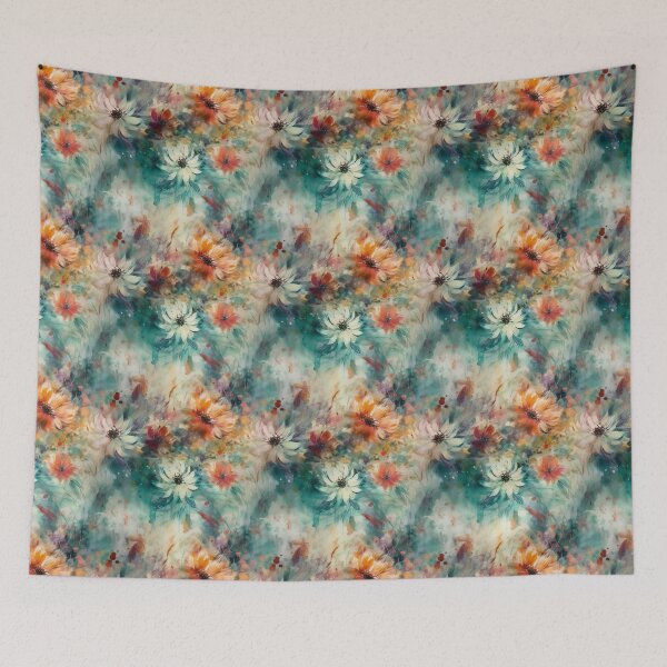 Item preview, Beautiful abstract flowers with soft boho colors seamless pattern designed and sold by MiraCleAI.