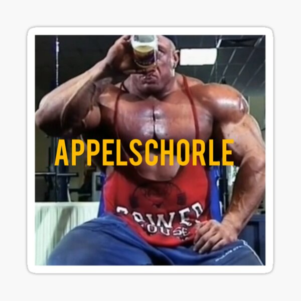 Item preview, Markus Ruhl Bodybuilding Appelschorle Meme Sticker designed and sold by BernardoMoreno.