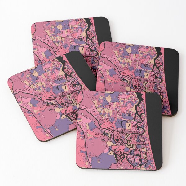 Item preview, Gold Coast Map Pattern in Purple & Pink designed and sold by PatternMaps.