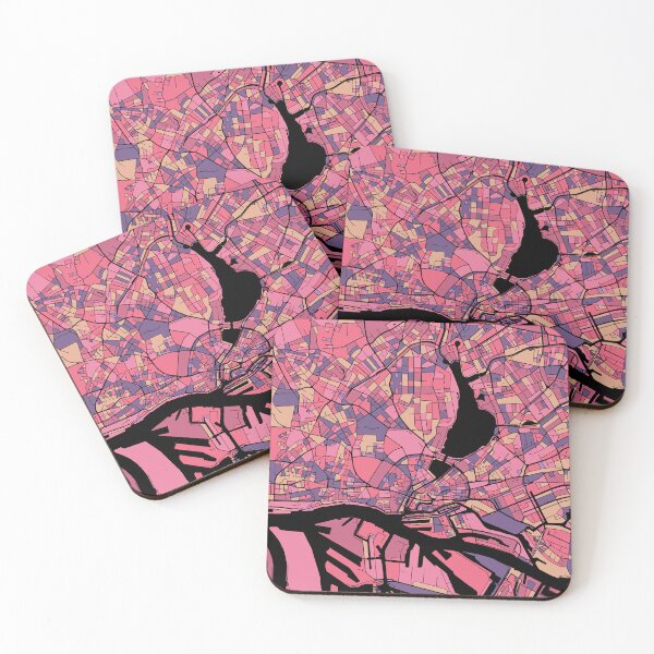 Item preview, Hamburg Map Pattern in Purple & Pink designed and sold by PatternMaps.