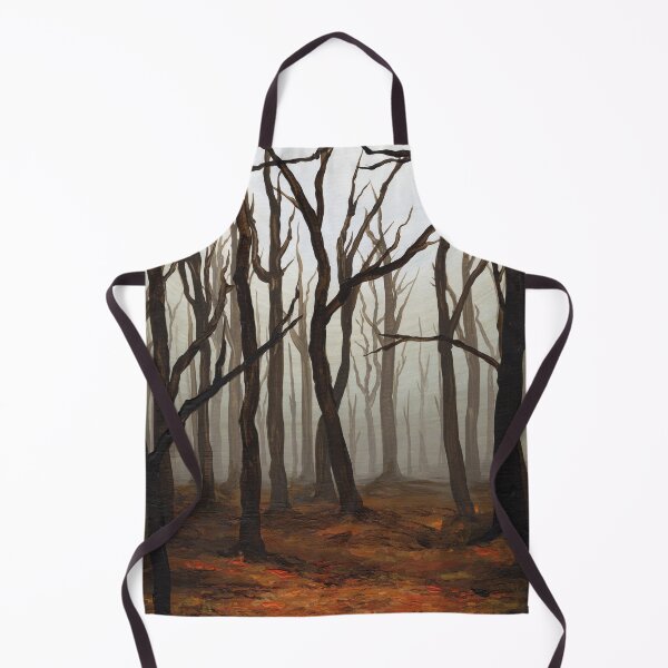 Item preview, Bare Trees in a Foggy Forest as Orange Autumn Leaves Cover the Ground, Original Acrylic Painting Art designed and sold by ClaireWArtwork.