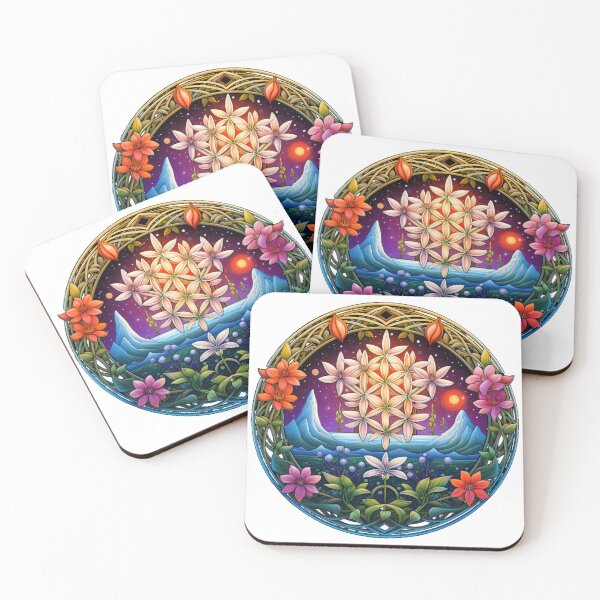 Aperçu de l'œuvre Fleur de vie couleurs vives dans un cercle By Jonathan P. créée et vendue par JonathanP514.