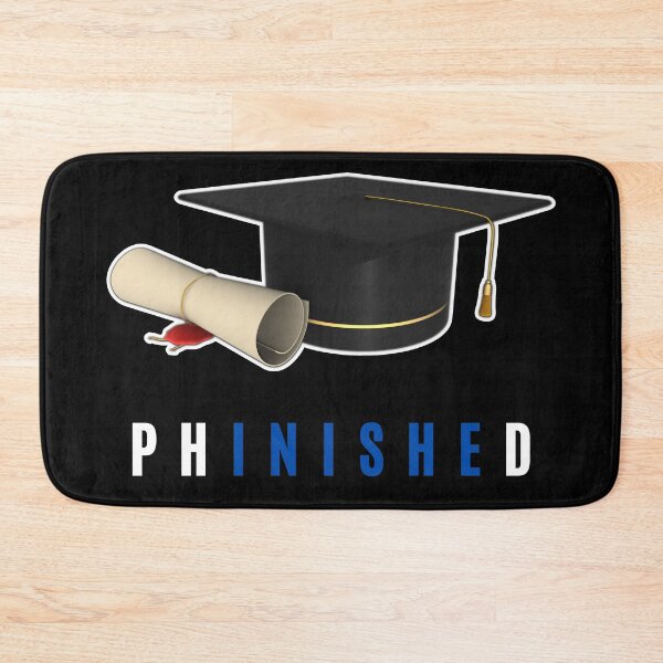 Item preview, Classic PhD graduation design funny with diploma and black hat white and blue text designed and sold by Lady-Frost.