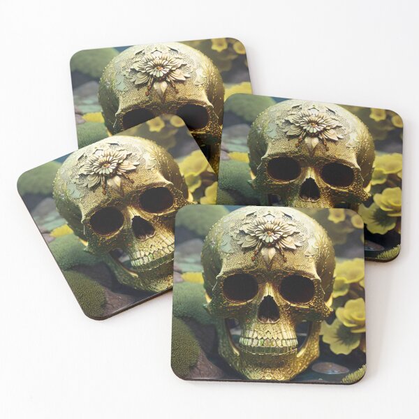 Item preview, Golden skull with flower engraving designed and sold by MadinaFatt.