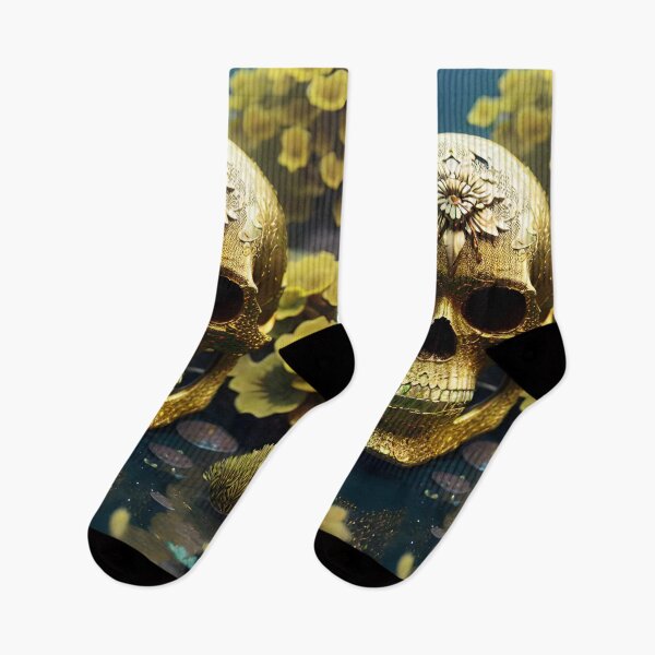 Item preview, Golden skull with flower engraving designed and sold by MadinaFatt.