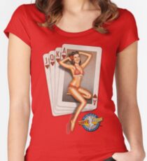 Camiseta entallada de cuello ancho Pinup - As en la mano
