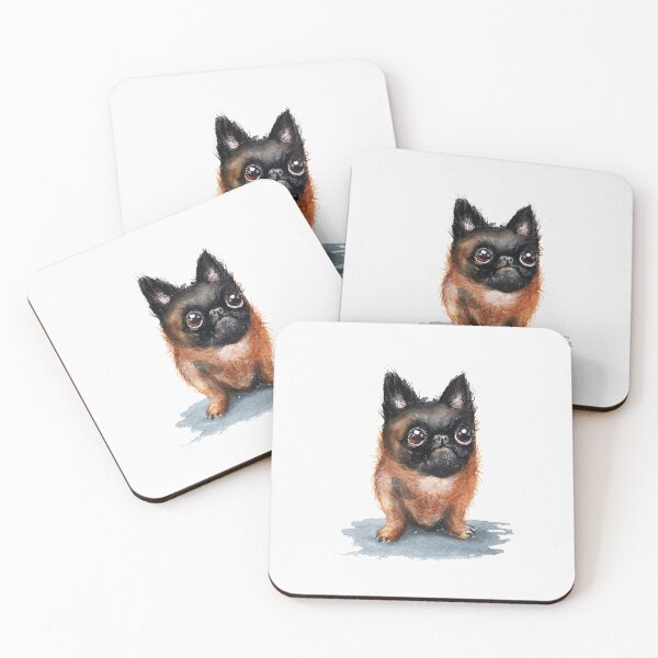 Item preview, Brussels Griffon puppy watercolour painting designed and sold by Funsize-Art.