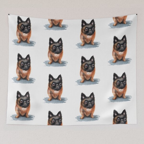 Item preview, Brussels Griffon puppy watercolour painting designed and sold by Funsize-Art.
