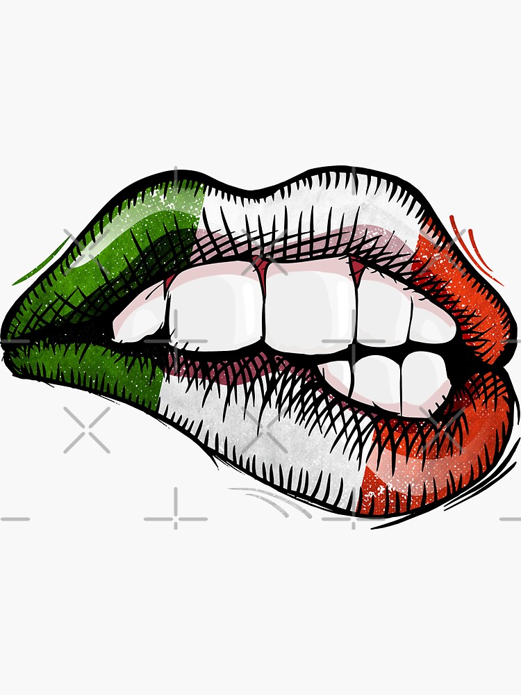 "Sexy Biting Lips Italy Flag Italian Love" Sticker by zeno27 Redbubble