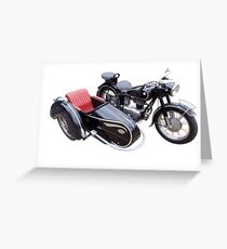 Oldtimer motorbike with trailer isolated Greeting Card