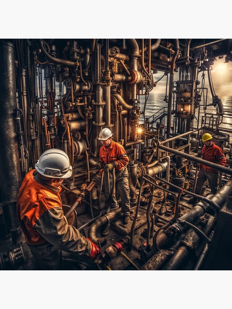 Thumbnail 3 of 3, Poster, Oil Rig Workers designed and sold by LenCarol.