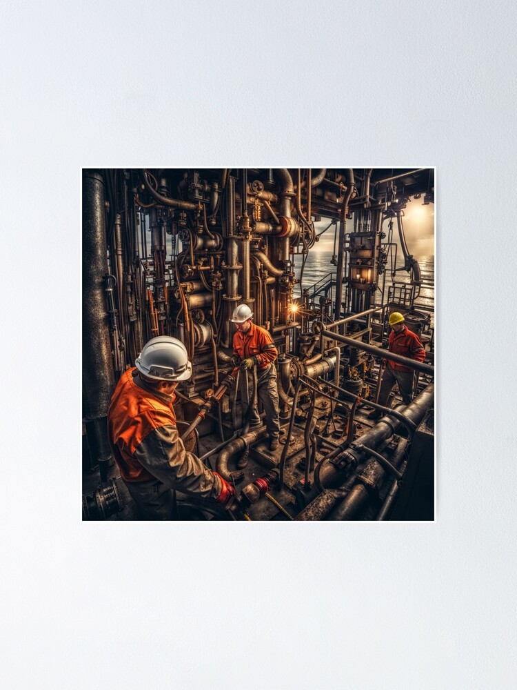 Thumbnail 1 of 3, Poster, Oil Rig Workers designed and sold by LenCarol.