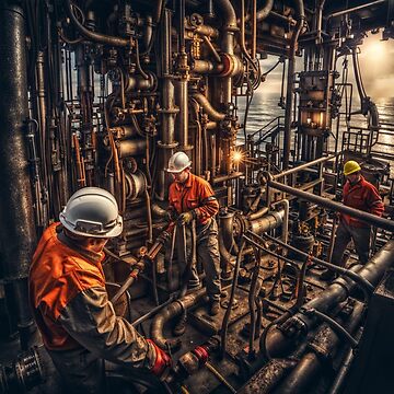 Artwork thumbnail, Oil Rig Workers by LenCarol