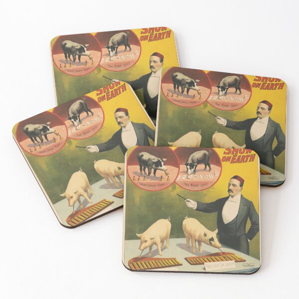Item preview, STK501787A-Vintage circus poster of a trainer and his pigs playing games. designed and sold by StocktrekImages.