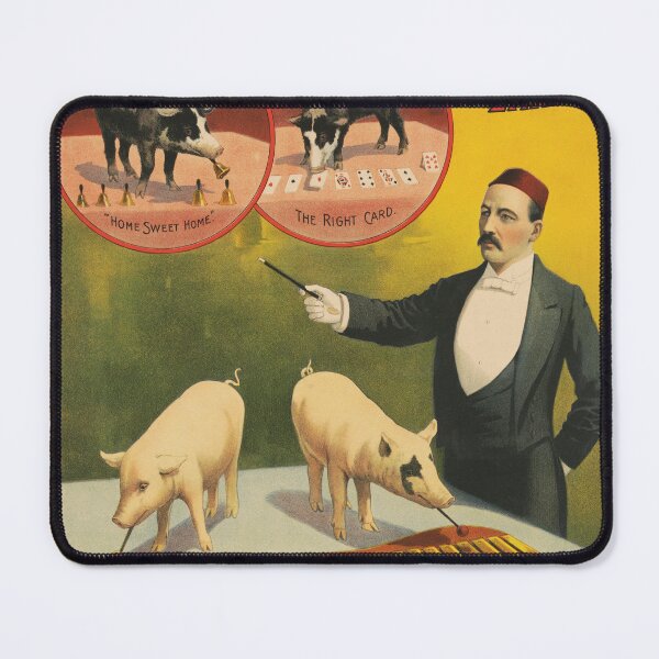 Item preview, STK501787A-Vintage circus poster of a trainer and his pigs playing games. designed and sold by StocktrekImages.