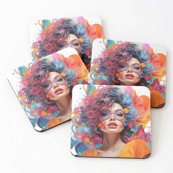 Item preview, colorful women with glasses stickers, water color style designed and sold by sfwArt.