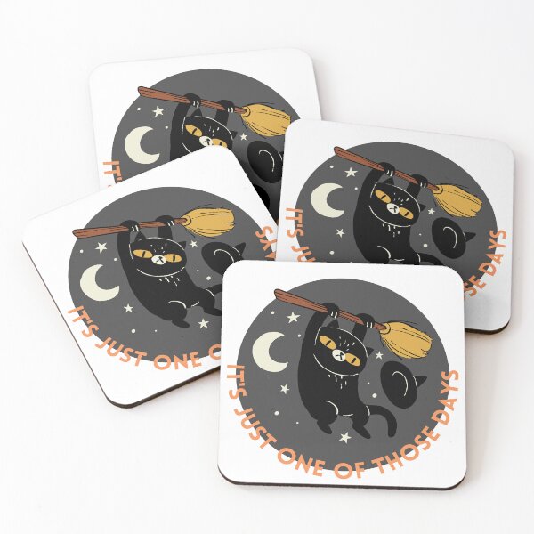 Item preview, Pessimistic cat with dark background, Black cat, Witch cat, Cat flying on broom designed and sold by AlinaKie.