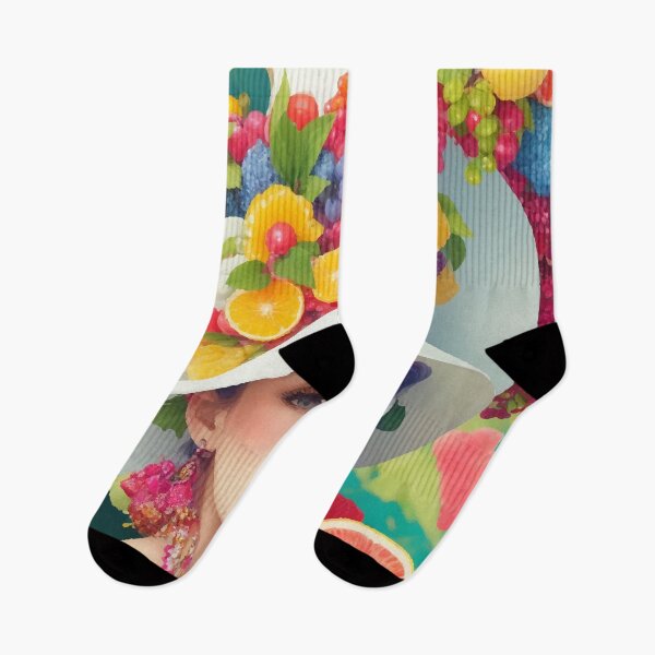Item preview, А woman with a white hat and some colorful fruity designed and sold by CatCoconut-Art.