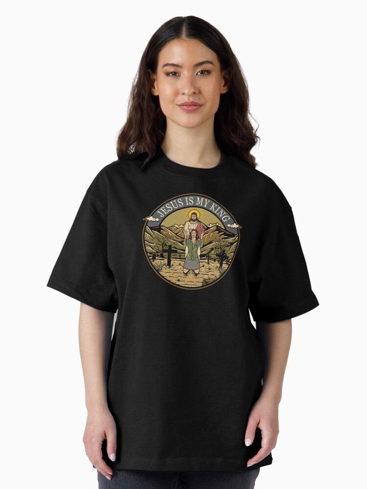 Thumbnail 2 of 7, Oversized T-Shirt, Jesus Is My King - King of Peace - Female Edition designed and sold by ChristlikeMerch.