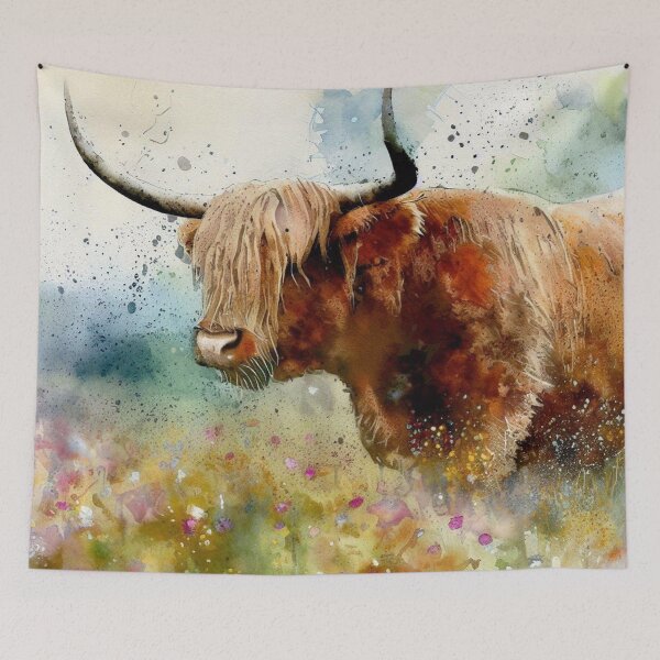 Item preview, Highland Cow Watercolor designed and sold by purplesensation.