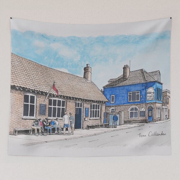 Item preview, The White Hart and Aldeburgh Chip Shop Painting designed and sold by Tom Crittenden.