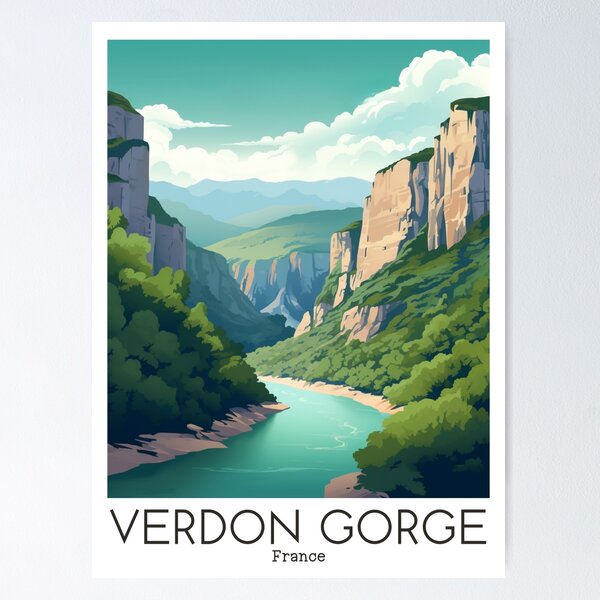 Item preview, A Vintage Travel Illustration of the Verdon Gorge - France designed and sold by GoodOldVintage.