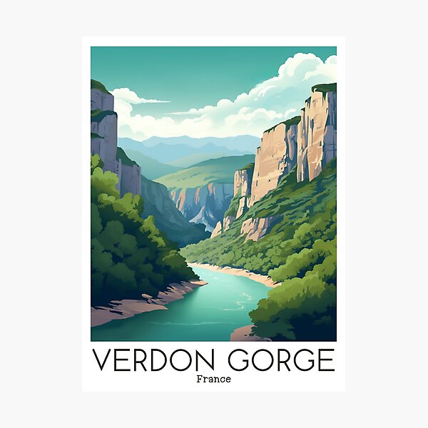Item preview, A Vintage Travel Illustration of the Verdon Gorge - France designed and sold by GoodOldVintage.