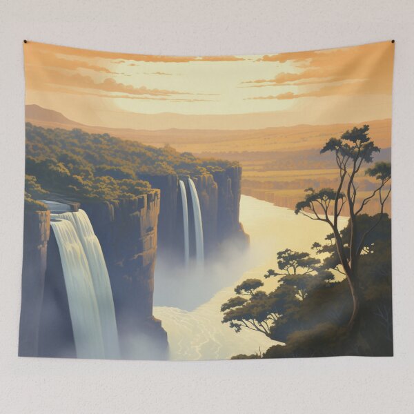 Item preview, A Vintage Travel Illustration of Victoria Falls - Zimbabwe designed and sold by GoodOldVintage.