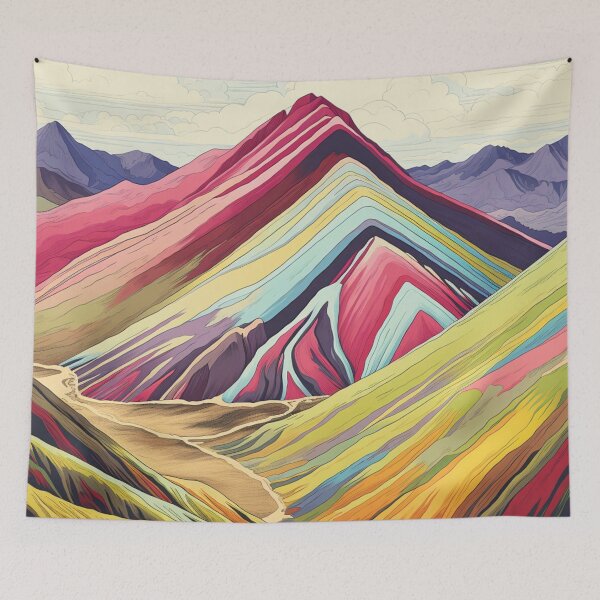 Item preview, A Vintage Travel Illustration of Vinicunca Mountain - Peru designed and sold by GoodOldVintage.