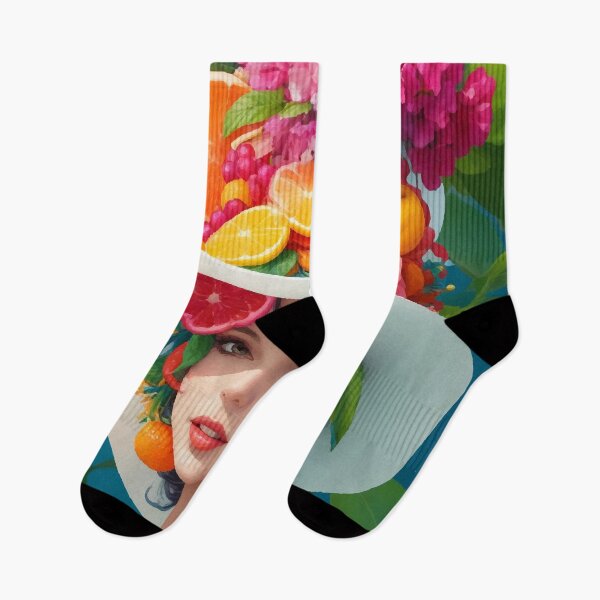Item preview, А woman with a white hat and some colorful fruity designed and sold by CatCoconut-Art.
