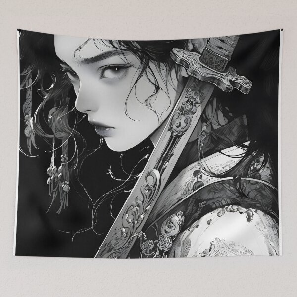 Item preview, Enigmatic Katana Wielder - Exquisite Anime Digital Portrait designed and sold by AI-Hoarder.